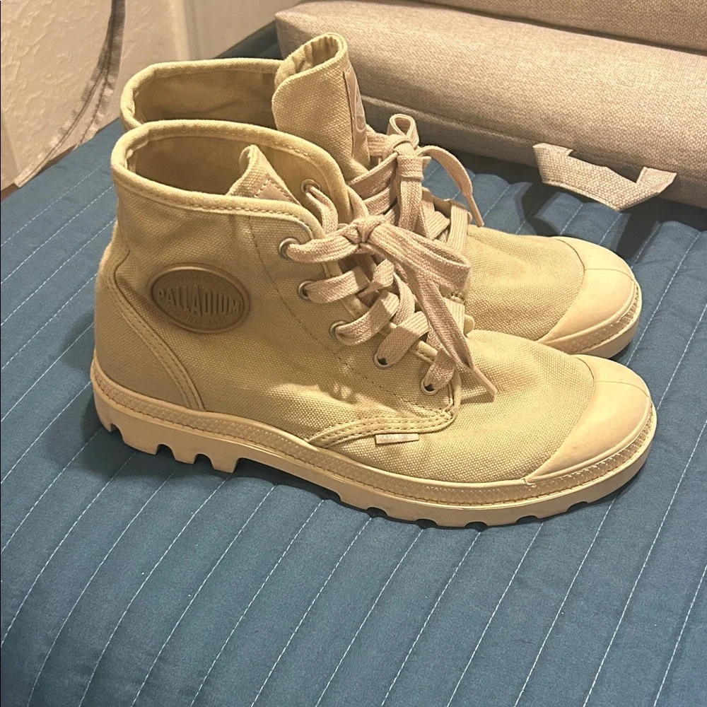 Palladium Light Tan Canvas High-Tops - Picture 1 of 7